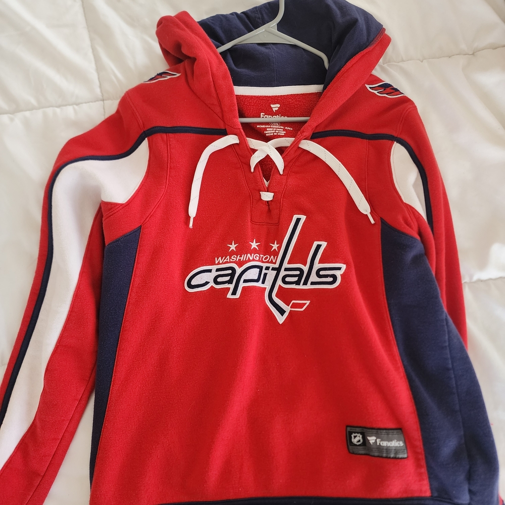 Fanatics Womens Capitals Red and Navy Hoodie